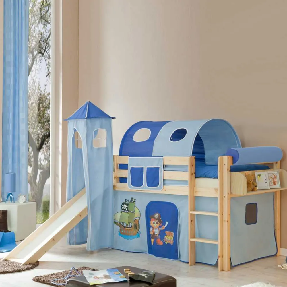 Kinder Wohnen Piraten Spielbett Bertino mit Rutschturm
