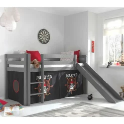 Wohnen Schwarze Möbel|Graue Möbel*Piratenhochbett mit Rutsche in Grau - Ainbols