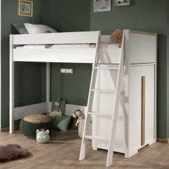 Wohnen Weiße Möbel|Jugendbetten*Platzsparendes Hochbett mit Schrank - Rupicon (zweiteilig)