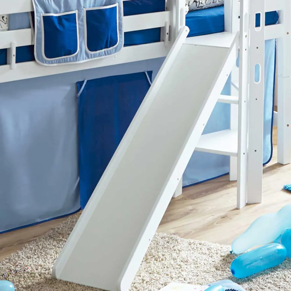 Kinder Wohnen Podest Rutschebett in Weiß Buchenholz - Balanza