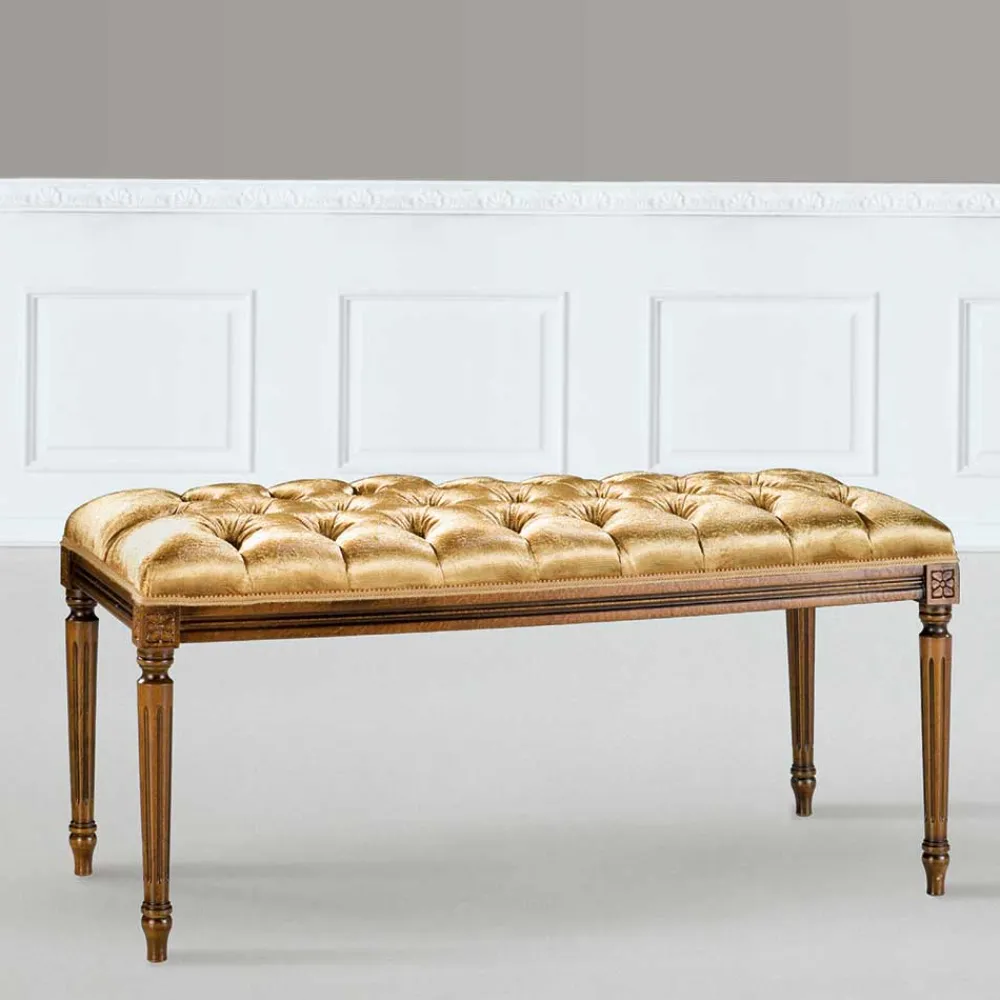 Wohnen Polsterbank Bettbank in Gold & Buche Braun - Machipo