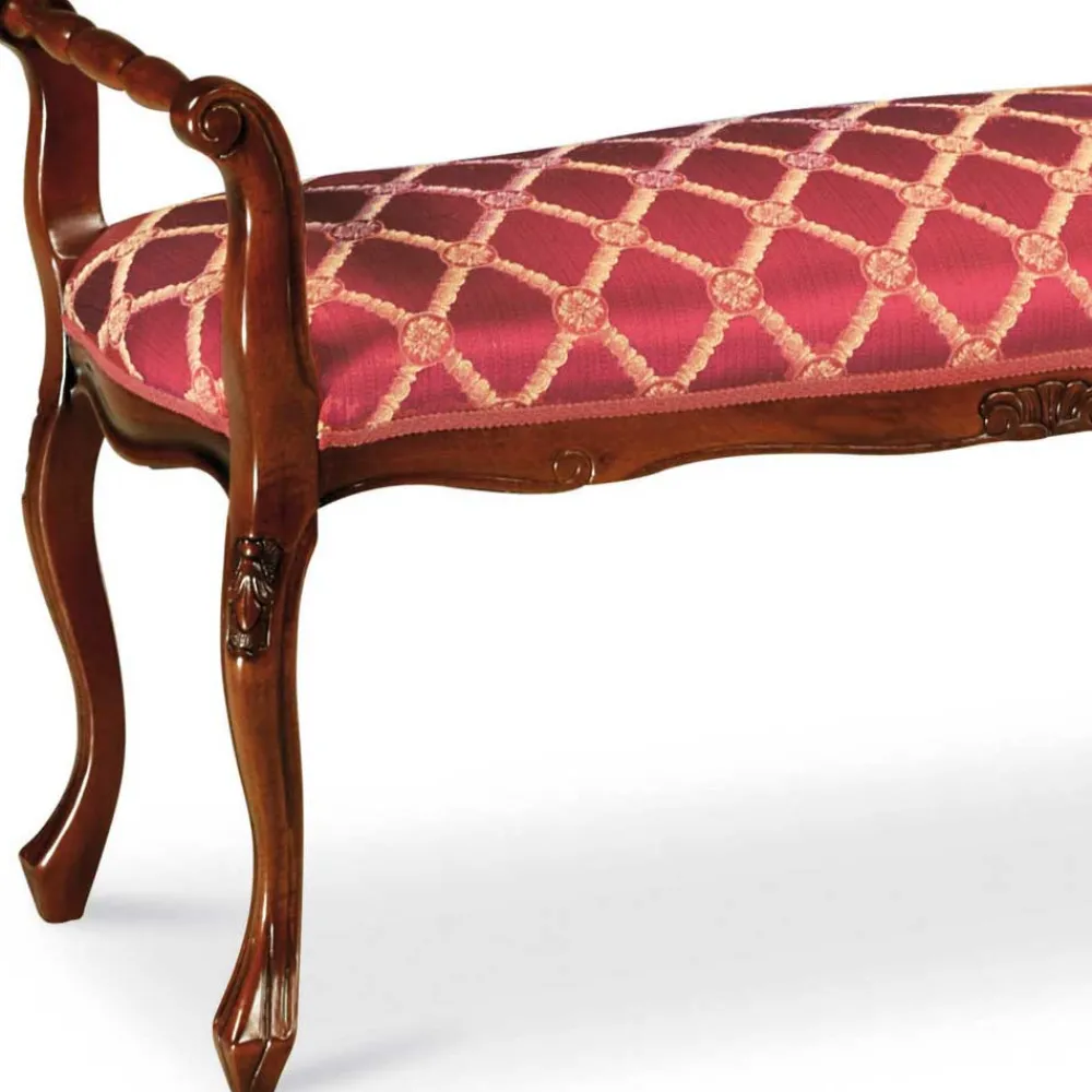 Wohnen Italienische Möbel|Braune Möbel*Polsterbank in Rot Gold Muster Magari mit Holz Nussbaumfarben