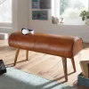 Wohnen Küchenbänke|Esszimmerbänke*Polsterbank mit Ledersitz in Cognac Braun - Tonas
