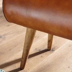 Wohnen Küchenbänke|Esszimmerbänke*Polsterbank mit Ledersitz in Cognac Braun - Tonas