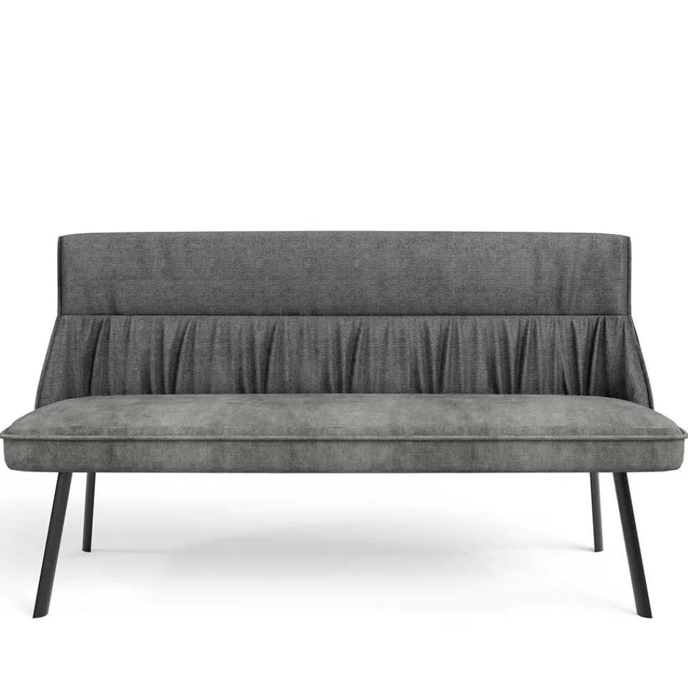 Wohnen Polsterbank mit Rückenlehne in Grau - Alekona