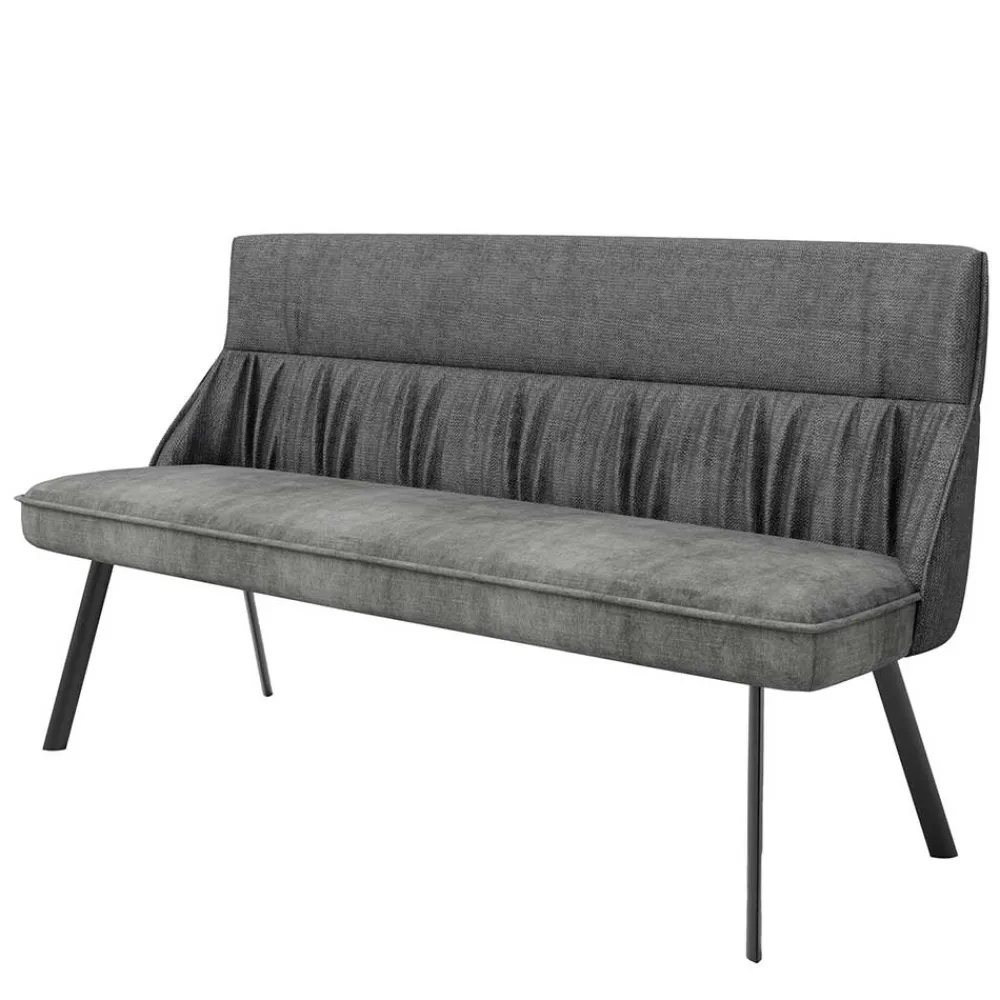 Wohnen Polsterbank mit Rückenlehne in Grau - Alekona