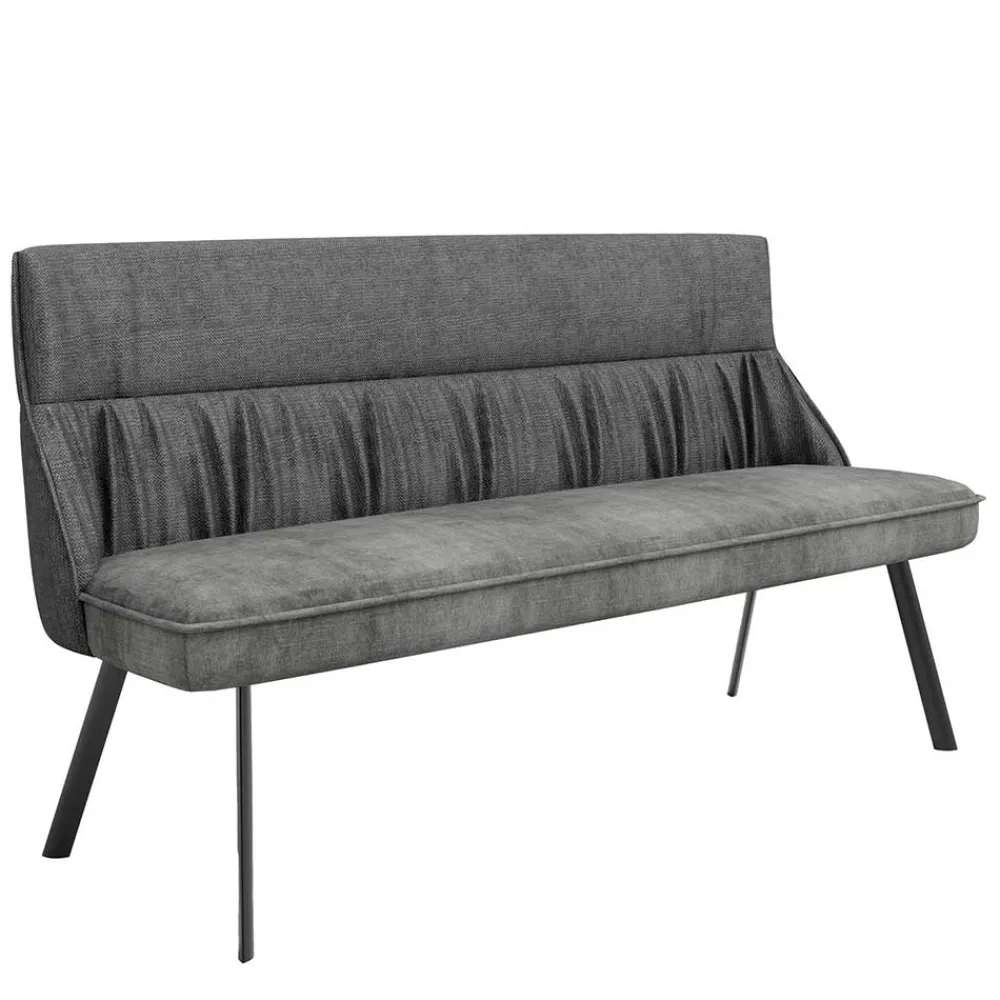 Wohnen Polsterbank mit Rückenlehne in Grau - Alekona