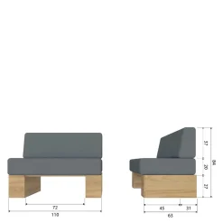 Wohnen Polsterbank mit Rückenlehne in Grau - Ciannas