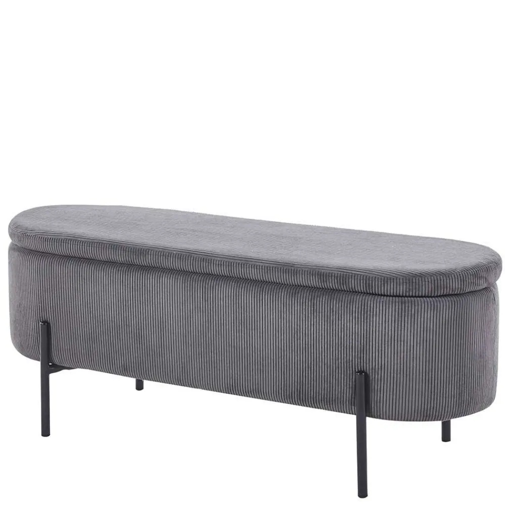Wohnen Polsterbank mit Stauraum in Grau Cord - Zavamanco