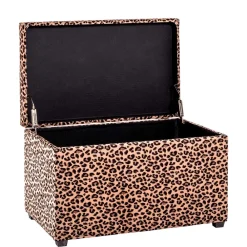 Wohnen Sitztruhen*Polsterbank mit Truhe in Leo Optik Samt - Caypago