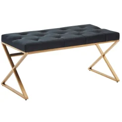 Wohnen Polsterbank mit X-Füßen in Schwarz Samt - Felda