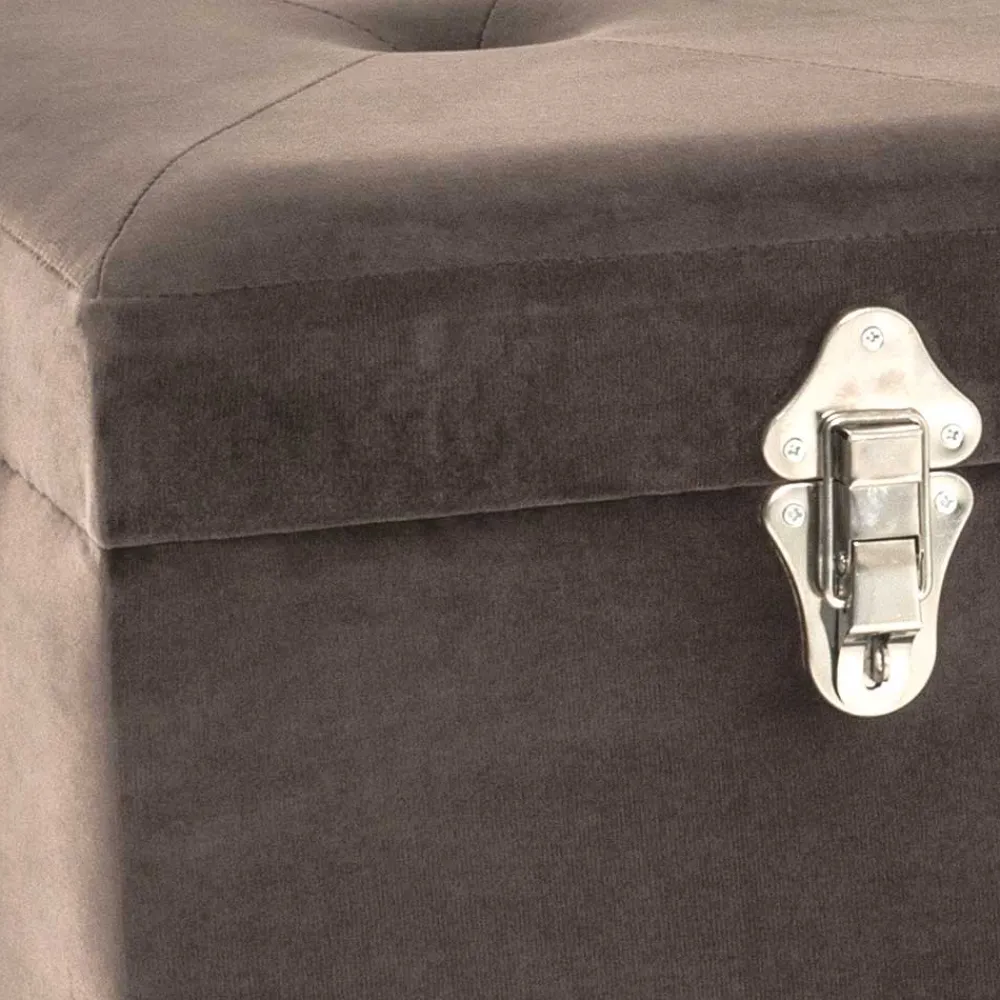 Wohnen Küchenbänke|Bettbänke*Polsterbank Truhe aus Samt in Taupe - Landhuis