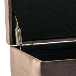 Wohnen Küchenbänke|Bettbänke*Polsterbank Truhe aus Samt in Taupe - Landhuis