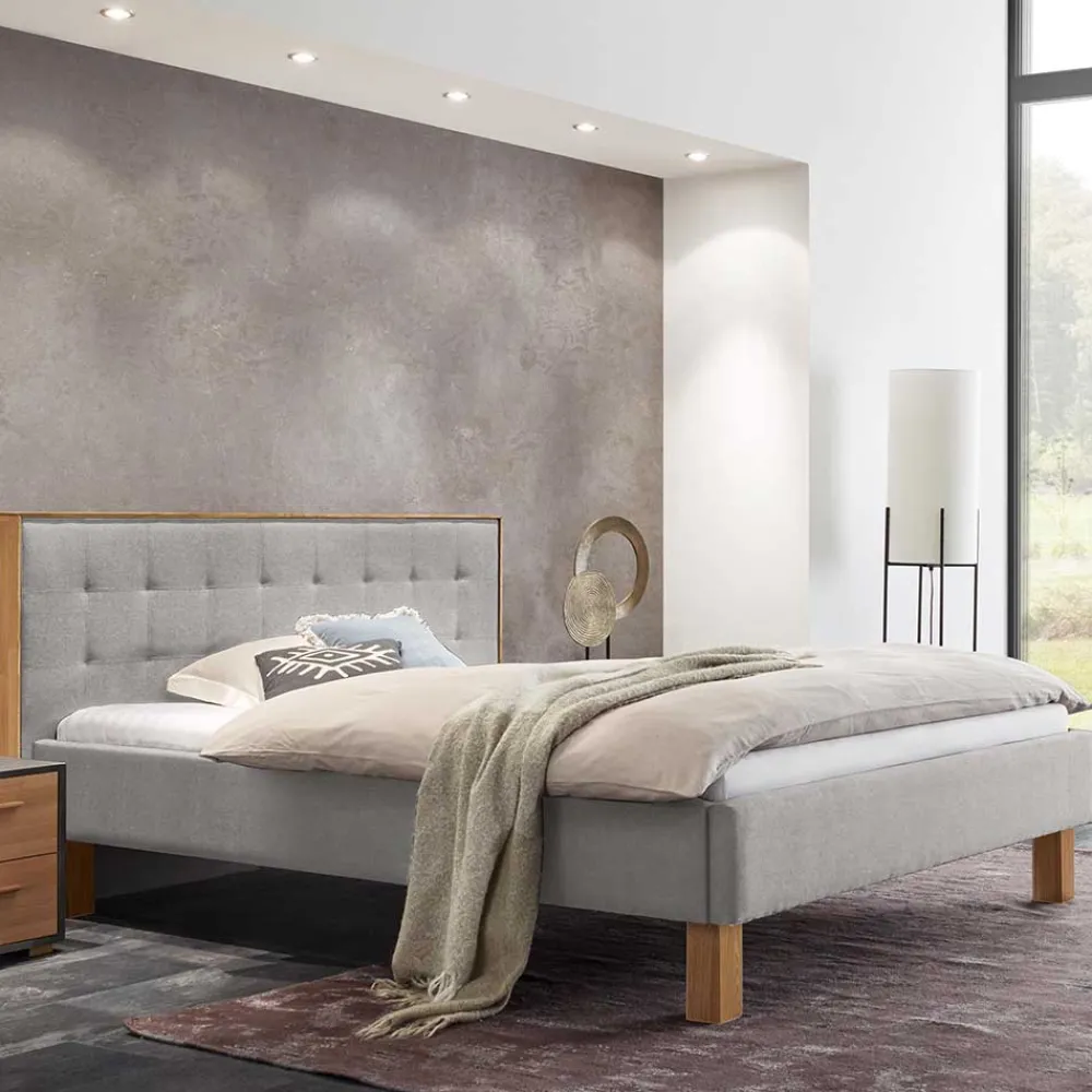 Wohnen Betten|Betten*Polsterbett Doppelbett in Grau Stoff - Pays