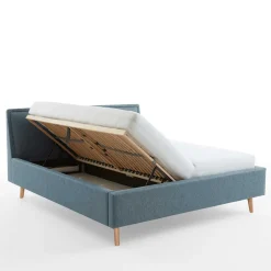Wohnen Polsterbett in Blaugrau & Eiche Natur - Grafics
