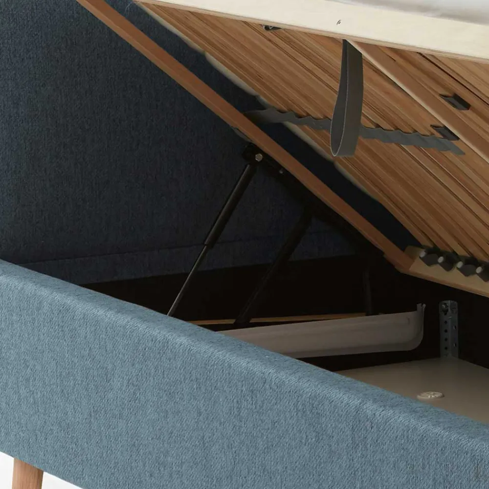 Wohnen Polsterbett in Blaugrau & Eiche Natur - Grafics