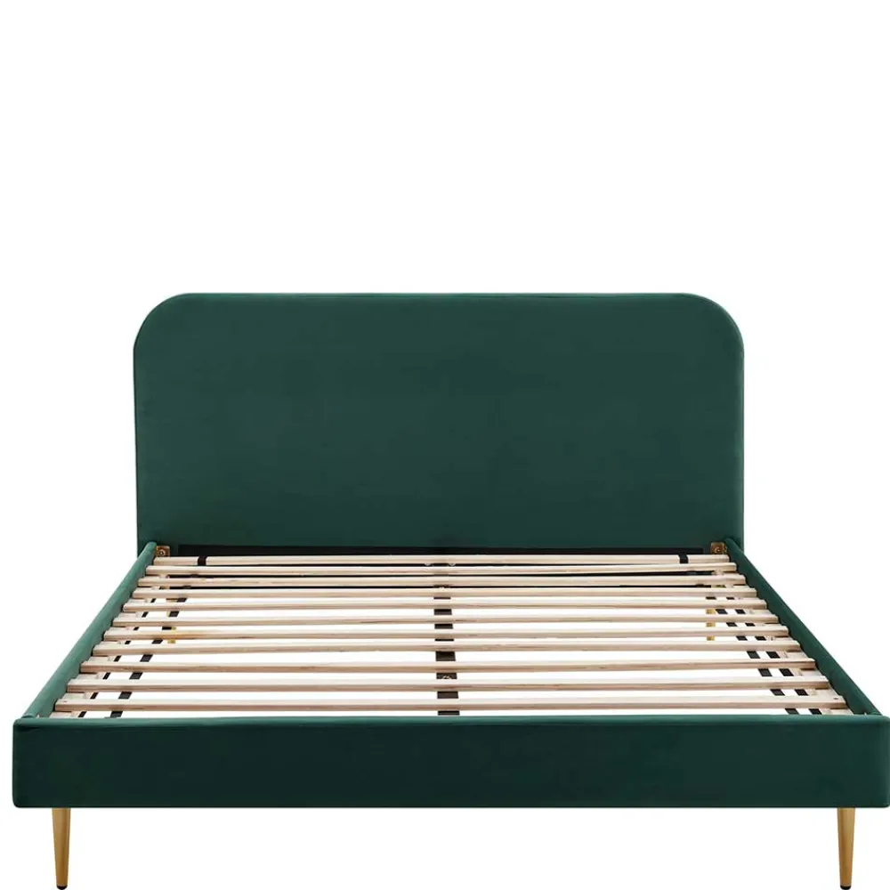 Wohnen Retro Möbel|Betten*Polsterbett in Dunkelgrün Samt - Pleasure
