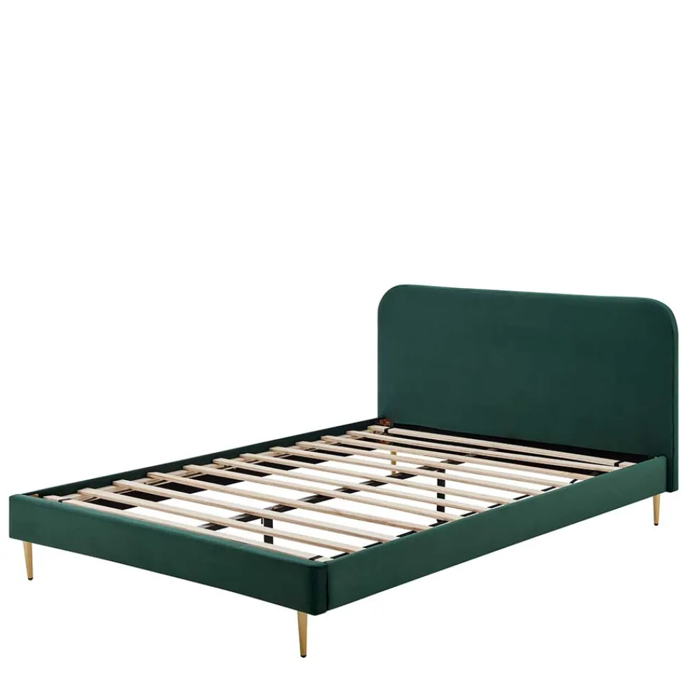 Wohnen Retro Möbel|Betten*Polsterbett in Dunkelgrün Samt - Pleasure