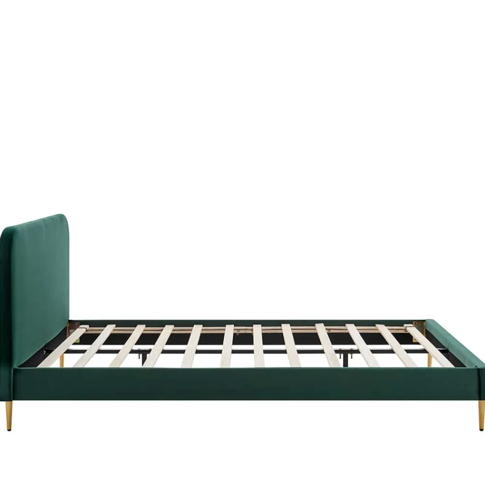 Wohnen Retro Möbel|Betten*Polsterbett in Dunkelgrün Samt - Pleasure