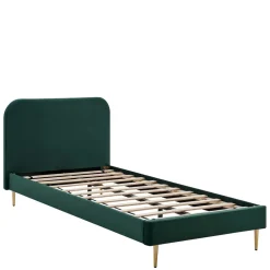 Wohnen Retro Möbel|Betten*Polsterbett in Dunkelgrün Samt - Pleasure