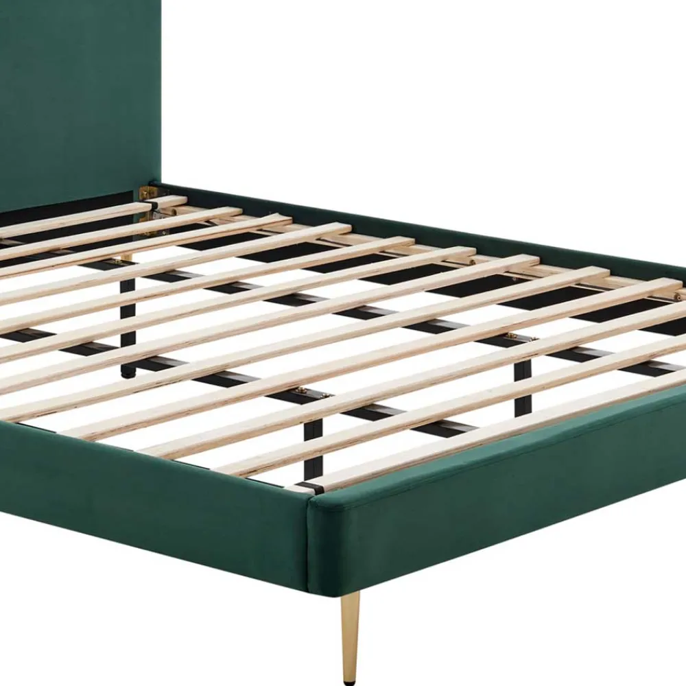 Wohnen Retro Möbel|Betten*Polsterbett in Dunkelgrün Samt - Pleasure