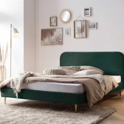 Wohnen Retro Möbel|Betten*Polsterbett in Dunkelgrün Samt - Pleasure