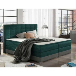 Wohnen Polsterbett in Dunkelgrün und Grau - Susana