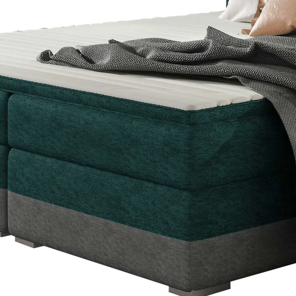 Wohnen Polsterbett in Dunkelgrün und Grau - Susana