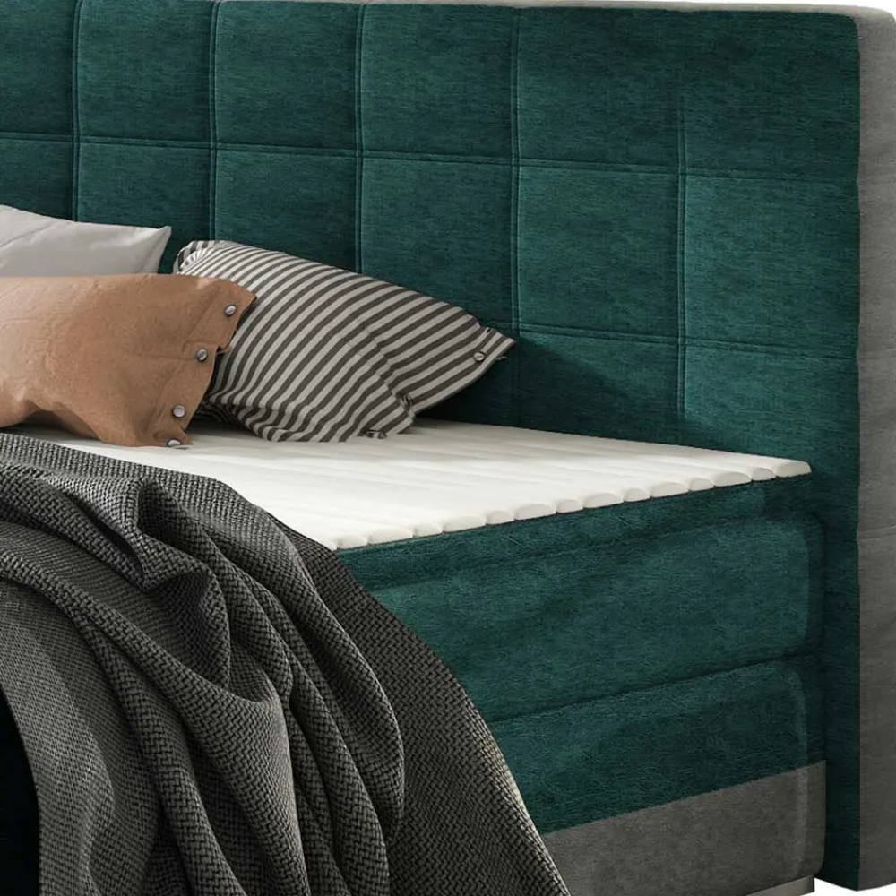 Wohnen Polsterbett in Dunkelgrün und Grau - Susana