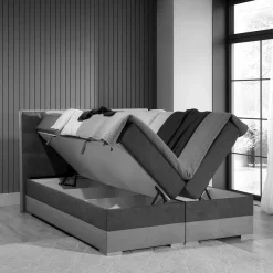 Wohnen Polsterbett in Dunkelgrün und Grau - Susana