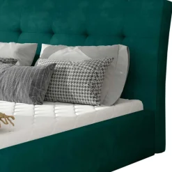 Wohnen Polsterbett in Dunkelgrün Velours - Janilea