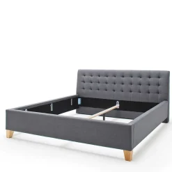 Wohnen Polsterbett in Grau & Eiche - Saludio