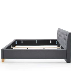 Wohnen Polsterbett in Grau & Eiche - Saludio