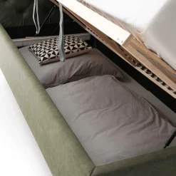 Wohnen Betten|Betten*Polsterbett in Oliv Grün & Eiche - Miania