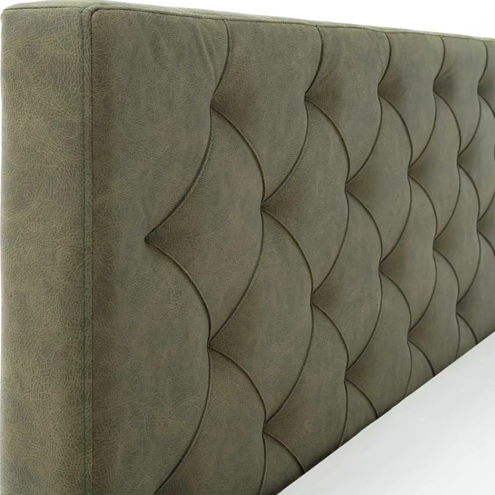 Wohnen Betten|Betten*Polsterbett in Oliv Grün & Eiche - Miania