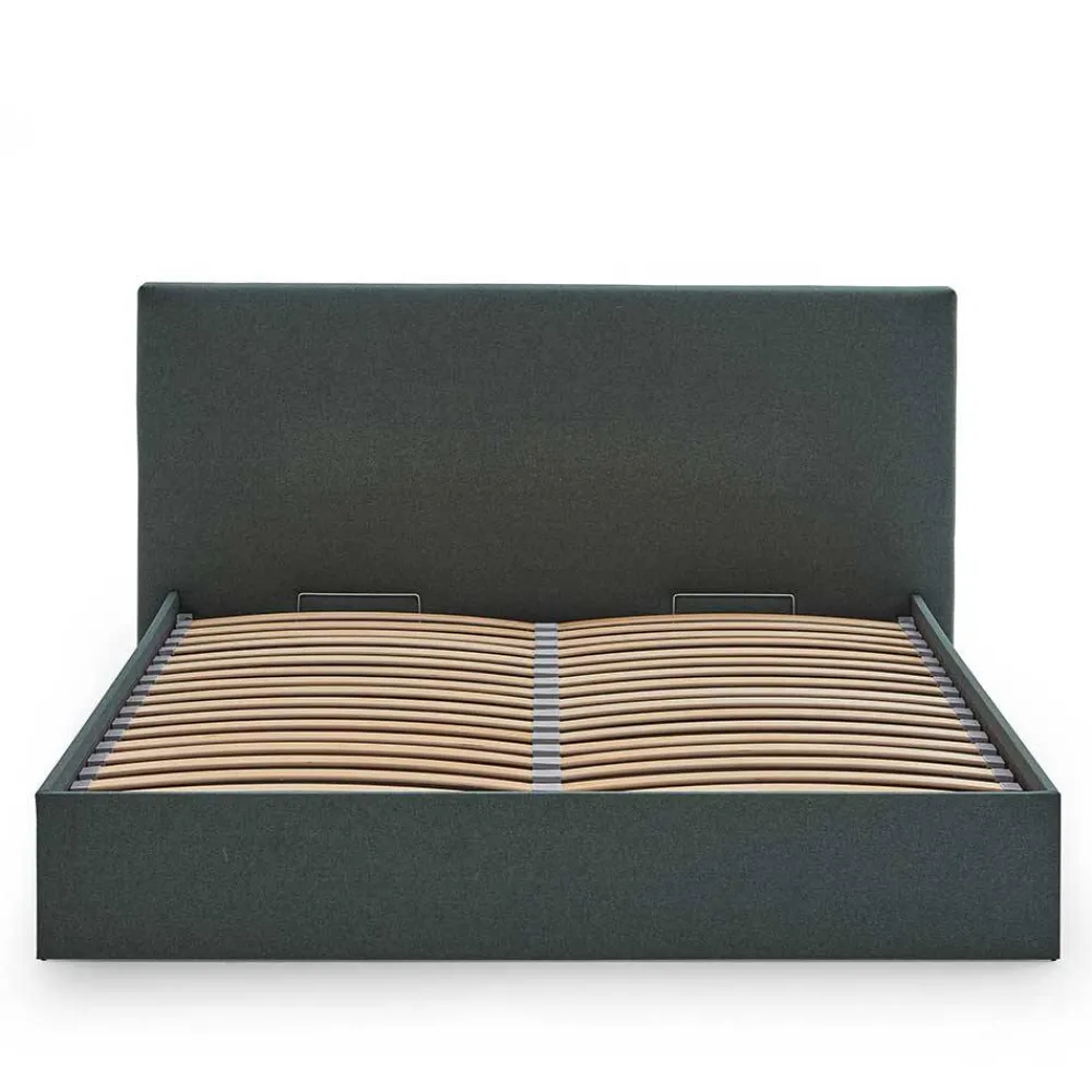 Wohnen Polsterbett mit Bettkasten in Dunkelgrün - Sandja