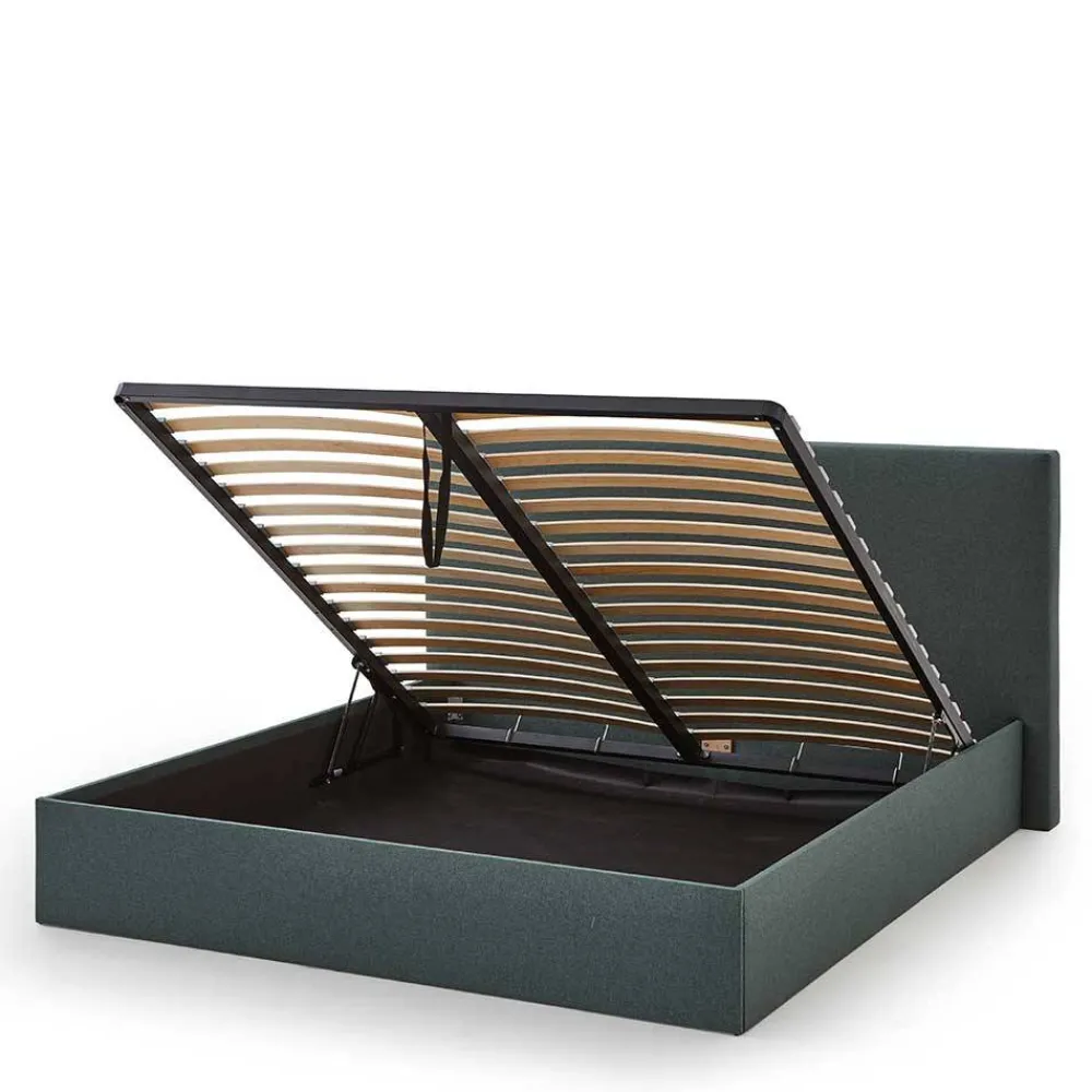 Wohnen Polsterbett mit Bettkasten in Dunkelgrün - Sandja