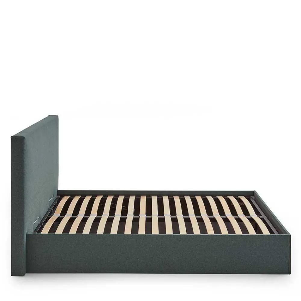 Wohnen Polsterbett mit Bettkasten in Dunkelgrün - Sandja