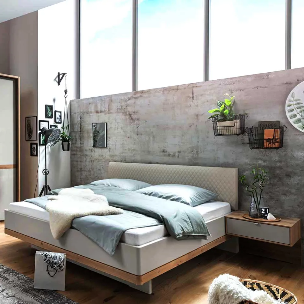 Wohnen Betten|Betten*Polsterbett mit Hänge-Nachttischen - Crascanu (dreiteilig)