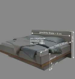 Wohnen Betten|Betten*Polsterbett mit Hänge-Nachttischen - Crascanu (dreiteilig)