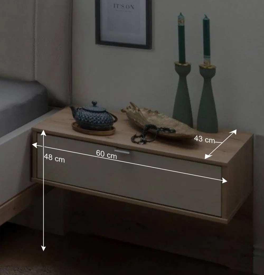 Wohnen Betten|Betten*Polsterbett mit Hänge-Nachttischen - Crascanu (dreiteilig)