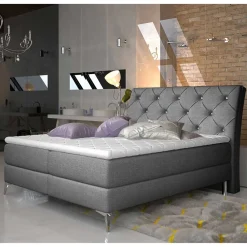 Wohnen Polsterbett mit Stauraumboxen in Dunkelgrau - Horizonte