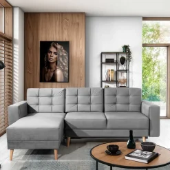 Wohnen Schlafsofas*Polsterecke in Hellgrau mit Bettfunktion - Pleasure