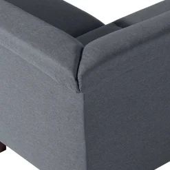 Wohnen Polsterecke in Jeansblau mit Nussbaum - Ilea