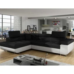 Wohnen Schlafsofas*Polsterecke in Schwarzbraun Weiß mit Funktion - Ziariva