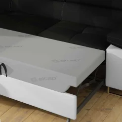 Wohnen Schlafsofas*Polsterecke in Schwarzbraun Weiß mit Funktion - Ziariva