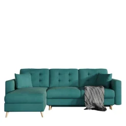 Wohnen Polsterecke mit Schlaffunktion in Grün Samt - Mingo