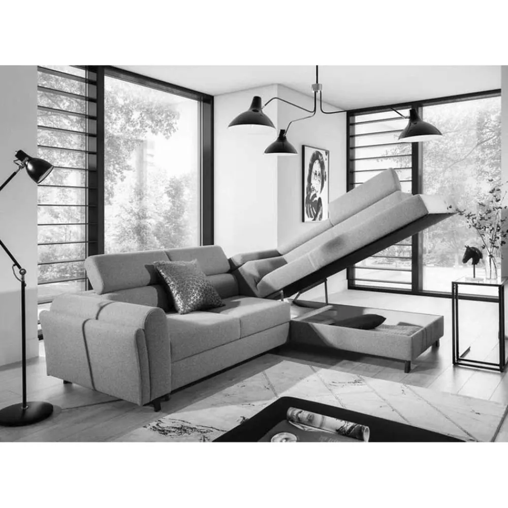 Wohnen Polsterecke mit Schlaffunktion in Grau - Downforce