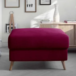 Wohnen Sessel & Hocker*Polsterhocker in Bordeaux Rot Samt - Delphima