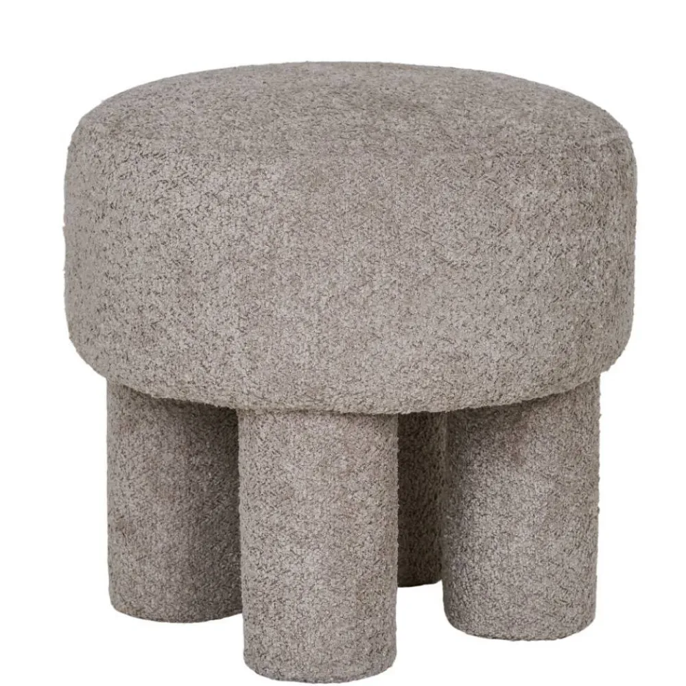 Wohnen Barhocker|Hocker*Polsterhocker in Hellgrau Boucle - Pandorra